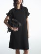 画像1: Women's ruched sleeve basic round neck one piece dress　パフシャーリングスリーブベーシックフレンチミドル丈ドレス ワンピース (1)