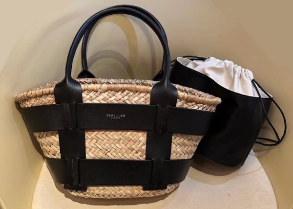 画像7: cowhide hand-held vegetable basket bag tote shoulder  bag　本革レザーハンドルかご籠トートショルダーバッグ (7)