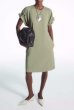 画像2: Women's ruched sleeve basic round neck one piece dress　パフシャーリングスリーブベーシックフレンチミドル丈ドレス ワンピース (2)