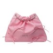 画像4: Leather Ribbon Pleated Cloud Bucket Crossbody Bag　レザーリボンプリーツクラウドバケットクロスボディバッグトートショルダー２WAYバッグ (4)