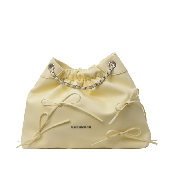 画像5: Leather Ribbon Pleated Cloud Bucket Crossbody Bag　レザーリボンプリーツクラウドバケットクロスボディバッグトートショルダー２WAYバッグ (5)