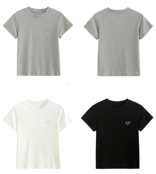 画像9: One point pearl heartT-shirt short-sleeved 　ワンポイントパールハート半袖 Tシャツ (9)