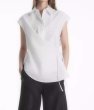 画像2: Women's wrap cap sleeve denim  shirt blouse T-shirt　ラップ キャップ スリーブ  デニム シャツTシャツ ブラウス (2)