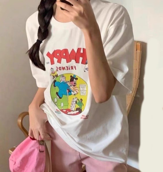 画像2: happy bear print t-shirt 　ハッピーベアプリント半袖 Tシャツ (2)