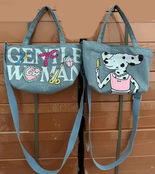 画像1: gentlewoman graphic doodle prints mini tote shoulder crossbody bag　グラフィック落書きミニトートショルダークロスボディーエコバッグ (1)