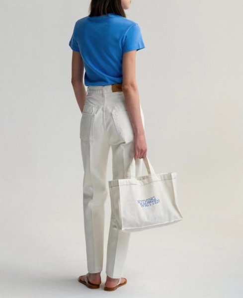 画像2: unisex nothing written logo embroidery canvas tote shoulder eco shopping bag　男女兼用nothing writtenロゴトートショルダーエコショッピングバッグ (2)