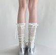 画像1: Slightly transparent ribbon high socks　半透明リボンハイソックス靴下 (1)