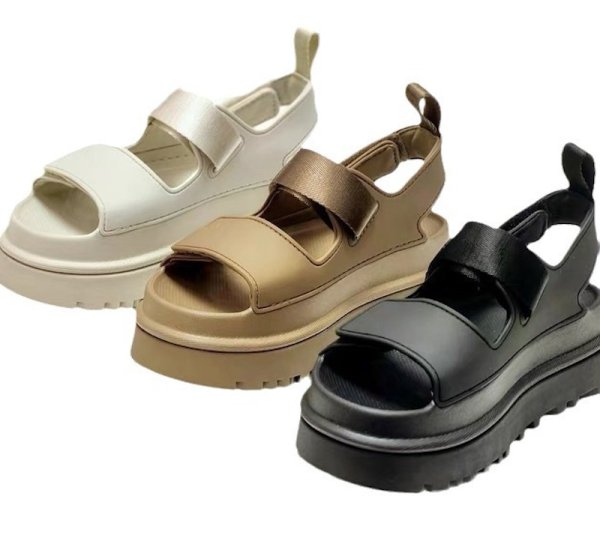 画像2: Leather Roman Velcro hole Platform sandals slippers casual shoes  　レザー厚底フラットベルクロサンダルスリッパ (2)