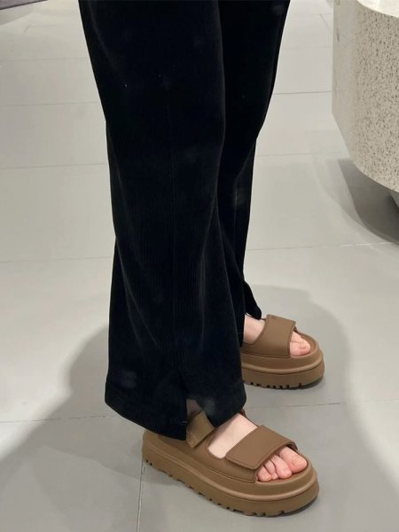 画像6: Leather Roman Velcro hole Platform sandals slippers casual shoes  　レザー厚底フラットベルクロサンダルスリッパ (6)