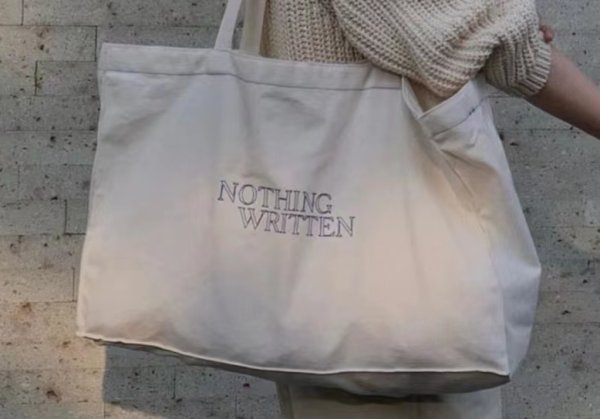 画像6: unisex nothing written logo embroidery canvas tote shoulder eco shopping bag　男女兼用nothing writtenロゴトートショルダーエコショッピングバッグ (6)