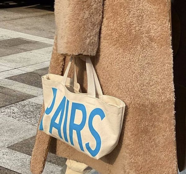 画像3: unisex pairs logo embroidery canvas tote shoulder eco shopping bag　男女兼用pairsロゴトートショルダーエコショッピングバッグ (3)