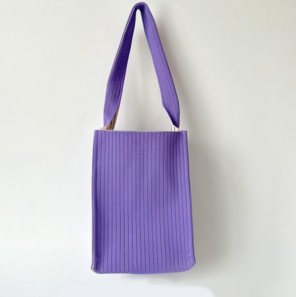 画像6: unisex Knit striped one-shoulder bag tote  bag　男女兼用ニット ストライプ ワンショルダーバッグ (6)