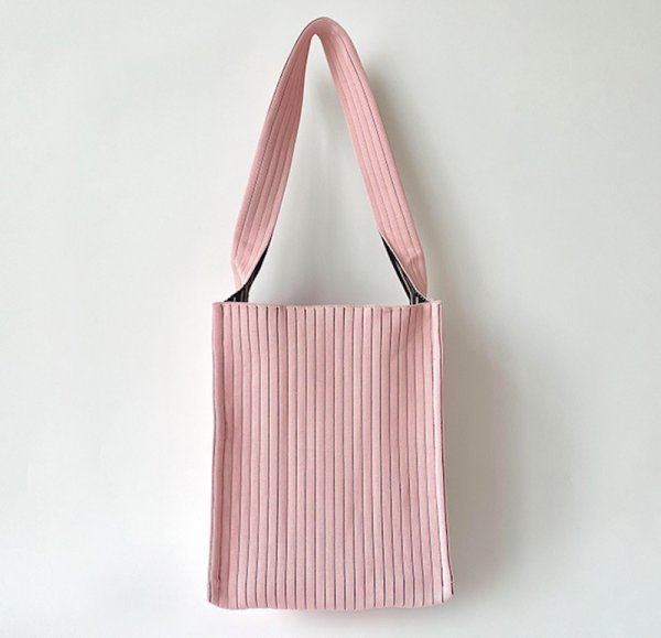 画像5: unisex Knit striped one-shoulder bag tote  bag　男女兼用ニット ストライプ ワンショルダーバッグ (5)