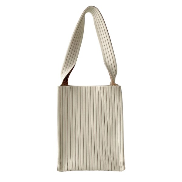 画像1: unisex Knit striped one-shoulder bag tote  bag　男女兼用ニット ストライプ ワンショルダーバッグ (1)