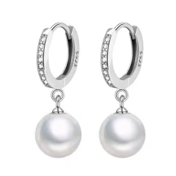 画像1: s925 sterling silver pearl earrings　シルバー925パール＆ビジューピアス イアリング (1)