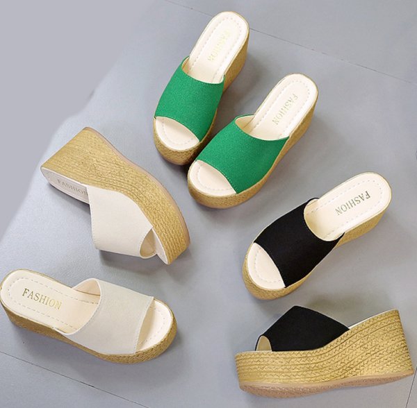 画像4: Unisex Suede platform wedge sandals espadrilles flats sandals slippers  　ユニセックススエードエスパドリーユ 厚底サンダルスリッパ (4)