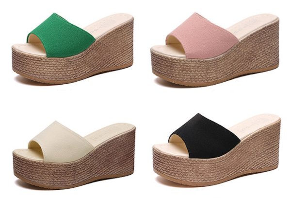 画像3: Unisex Suede platform wedge sandals espadrilles flats sandals slippers  　ユニセックススエードエスパドリーユ 厚底サンダルスリッパ (3)