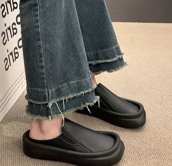 画像6: Unisex Thick-soled Baotou slip-on type half slippers sandals  casual shoes  　ユニセックス厚底スリッポンタイプハーフサンダルスリッパ (6)