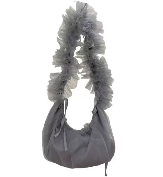 画像7: Ruffle pleated drawstring messenger bag Underarm tote shoulder bag　フリルプリーツ巾着メッセンジャー アンダーアームトートショルダーバッグ (7)