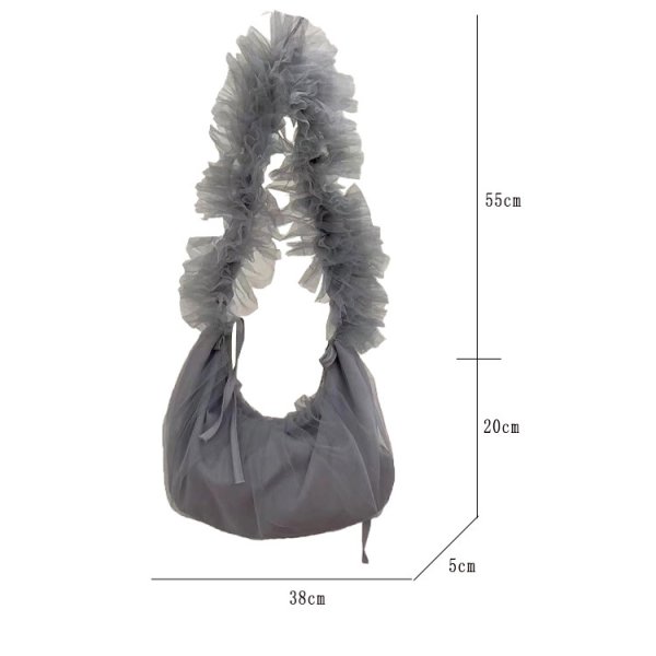 画像8: Ruffle pleated drawstring messenger bag Underarm tote shoulder bag　フリルプリーツ巾着メッセンジャー アンダーアームトートショルダーバッグ (8)
