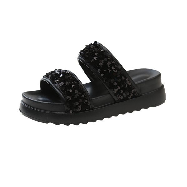 画像2: Thick-soled sequined sandals slippers　ユニセックススパンコール厚底プラットフォームサンダルスリッパ (2)