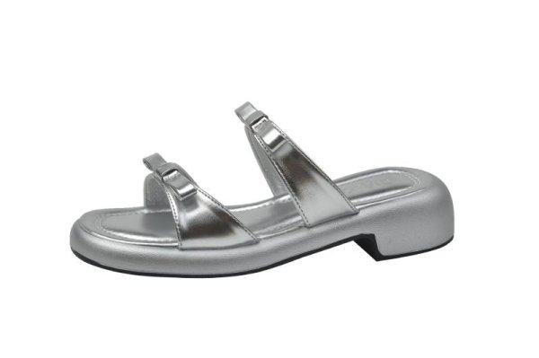 画像1: Double ribbon leather sandals slippers　ユニセックスダブルリボンボウサンダルスリッパ (1)