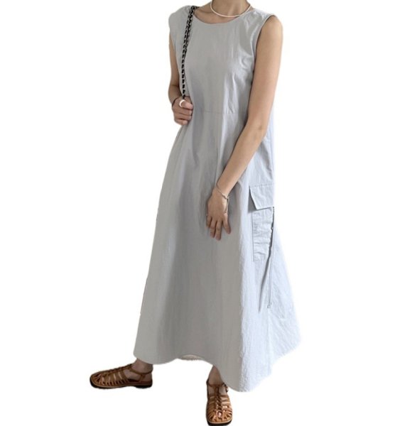 画像1: Women's Bridge long dress Maxi Dress　ブリッジロングワンピースマキシ丈 ドレス (1)