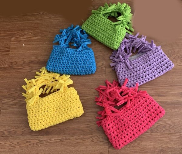 画像16: Handheld pleated fringe basket tote bag　ハンドヘルド プリーツフリンジ 籠かごトートバッグ (16)