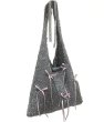 画像1: Shiny silver pink ribbon shoulder tote bag　シャイニーシルバーピンクのリボン ショルダートートバッグ (1)