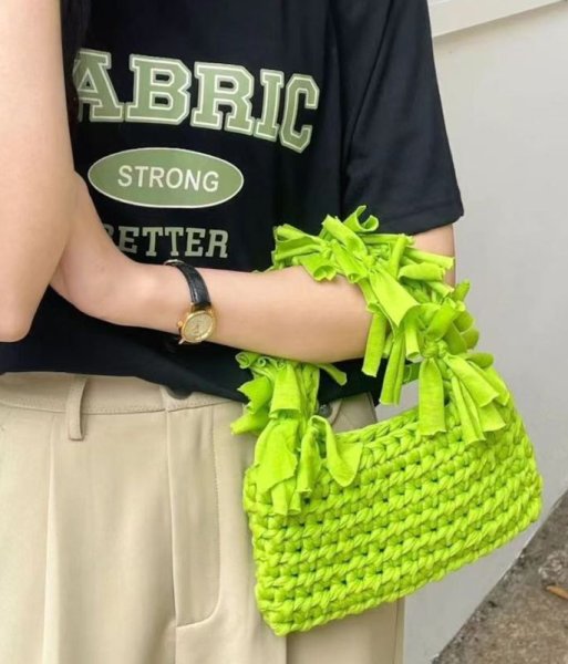 画像5: Handheld pleated fringe basket tote bag　ハンドヘルド プリーツフリンジ 籠かごトートバッグ (5)