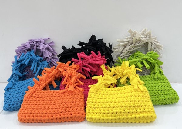 画像21: Handheld pleated fringe basket tote bag　ハンドヘルド プリーツフリンジ 籠かごトートバッグ (21)