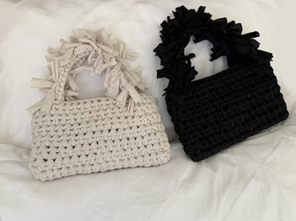 画像20: Handheld pleated fringe basket tote bag　ハンドヘルド プリーツフリンジ 籠かごトートバッグ (20)