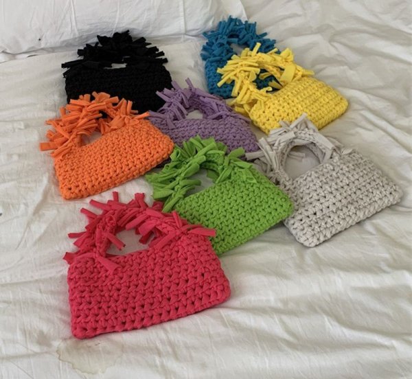 画像17: Handheld pleated fringe basket tote bag　ハンドヘルド プリーツフリンジ 籠かごトートバッグ (17)