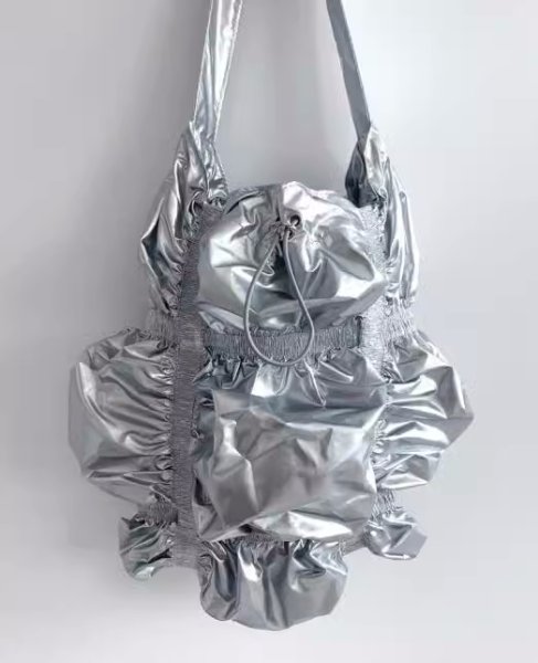 画像8: Pleated drawstring elastic large capacity single shoulder cloud bag tote bag　ショルダーユニセックスプリーツクラウド巾着ショルダートートバッグ (8)
