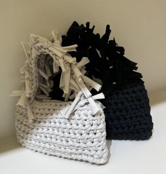 画像14: Handheld pleated fringe basket tote bag　ハンドヘルド プリーツフリンジ 籠かごトートバッグ (14)
