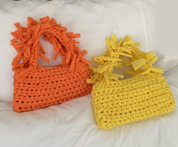 画像18: Handheld pleated fringe basket tote bag　ハンドヘルド プリーツフリンジ 籠かごトートバッグ (18)