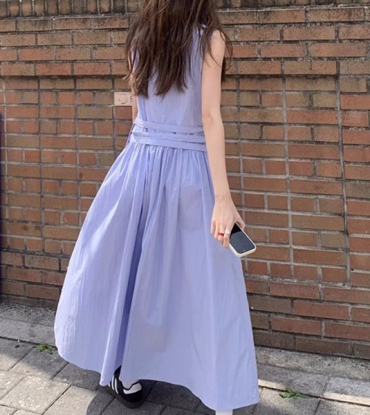 画像3: Women's A-line sleeveless vest long maxi dress　Aラインロングマキシノースリーブワンピース ドレス (3)