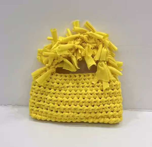 画像25: Handheld pleated fringe basket tote bag　ハンドヘルド プリーツフリンジ 籠かごトートバッグ (25)