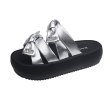 画像1: Women's Bowknot Rhinestone Slippers, Beach Sandals ユニセックス厚底プラットフォームラインストーン&リボンサンダルスリッパ (1)