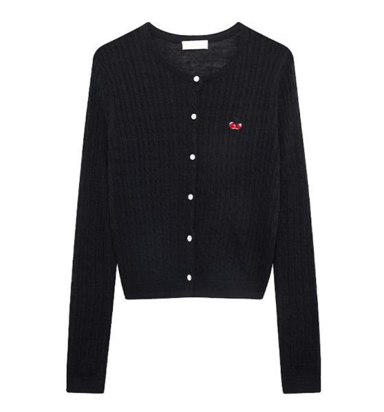 画像3: Women's Cherry embroidery sunscreen cardigan knit　チェリー刺繍薄手クールネックカーディガン (3)