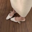画像5: Low heel leather pearl strap & pearl flower French evening toe cap half pumps Slippers レザーローヒールパールフラワー＆パールストラップハーフパンプス ミュール　サンダルスリッパ (5)