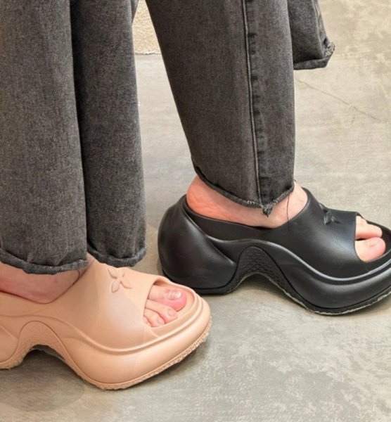 画像5: Women's Wedge Heel Platform Cross Flower sandals slippers　ユニセックスクロスフラワー厚底プラットフォームサンダルスリッパ (5)