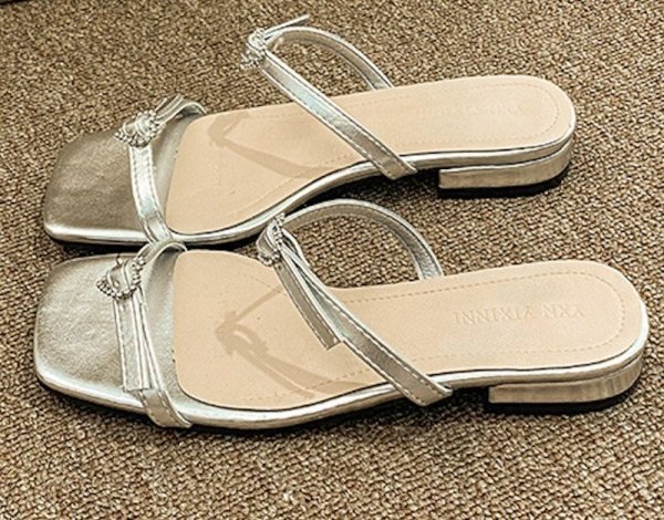 画像5: Women's Rhinestone heart flat sandal slippers Beach Sandals ユニセックス厚底フラットラインストーン&ハートサンダルスリッパ (5)