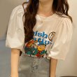 画像7: Illustration Puff sleeve oversized T-shirt short-sleeved 　パフスリーブイラストラウンドネック半袖 Tシャツ (7)