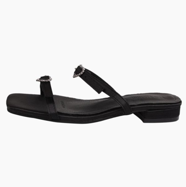 画像2: Women's Rhinestone heart flat sandal slippers Beach Sandals ユニセックス厚底フラットラインストーン&ハートサンダルスリッパ (2)