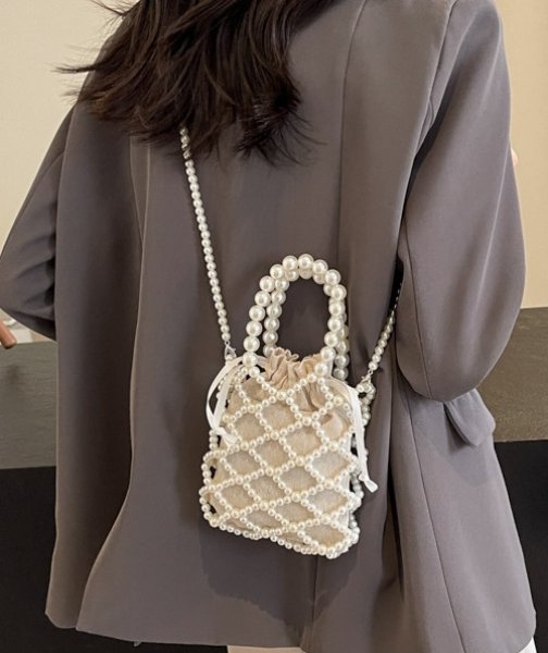 画像6: Handmade pearl tote shoulder crossbody bag 　 ハンドメイドパールスモールトートショルダークロスボディーポシェットバッグ (6)