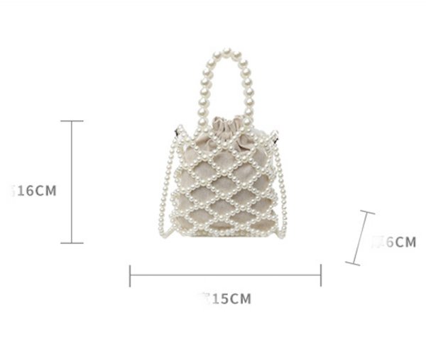 画像2: Handmade pearl tote shoulder crossbody bag 　 ハンドメイドパールスモールトートショルダークロスボディーポシェットバッグ (2)