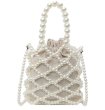 画像1: Handmade pearl tote shoulder crossbody bag 　 ハンドメイドパールスモールトートショルダークロスボディーポシェットバッグ (1)