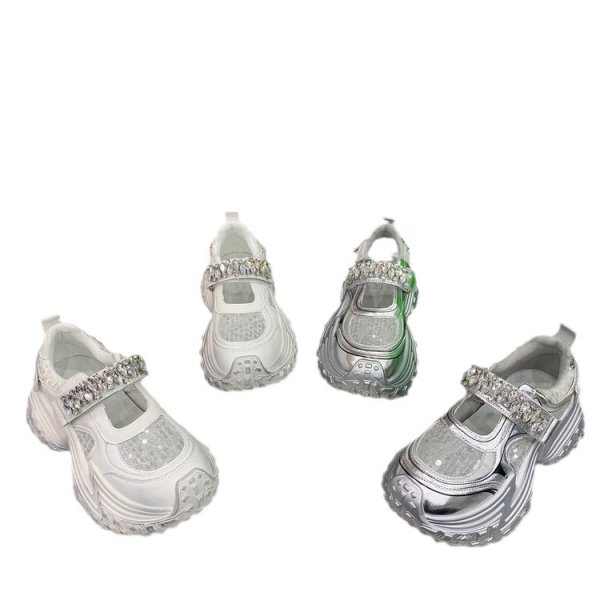 画像5: Chunky sole rhinestone velcro sneakers　男女兼用ユニセックスチャンキーソール厚底ラインストーンベルクロスニーカー (5)