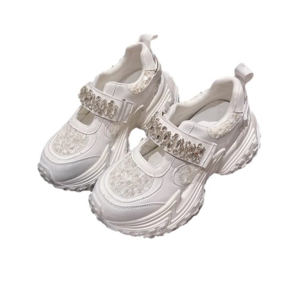 画像3: Chunky sole rhinestone velcro sneakers　男女兼用ユニセックスチャンキーソール厚底ラインストーンベルクロスニーカー (3)